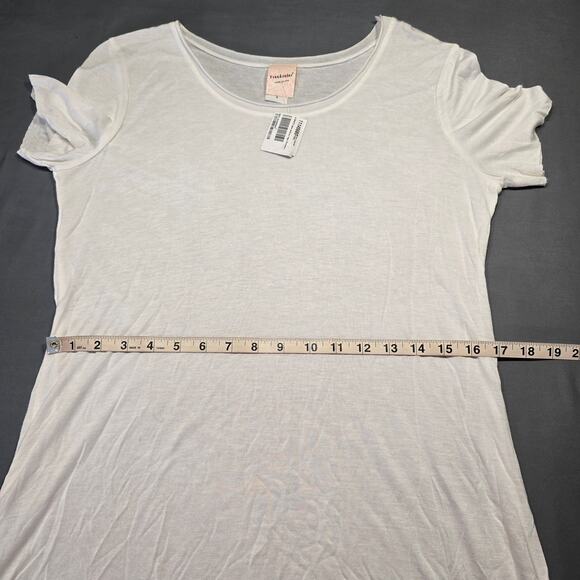 Freeloader White Shirt Tee NEW Grunge Raw Hem Short Sleeves Scoop Neck Women's S - Picture 6 of 13